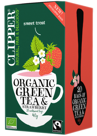 Herbata zielona z truskawką, ekologiczna 40g (20 x 2g) - Clipper