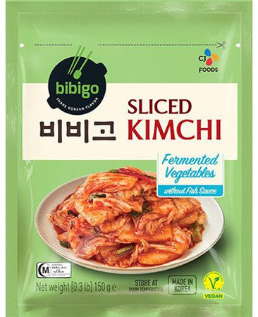 Kimchi, koreańska kiszona kapusta, wegańska bez sosu rybnego 150g - Bibigo