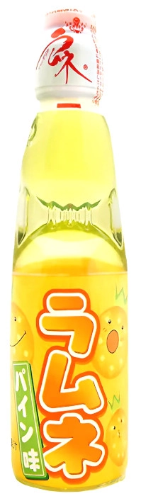 Napój Ramune Pineapple, japońska oranżada o smaku ananasowym 200ml - Hata Kosen