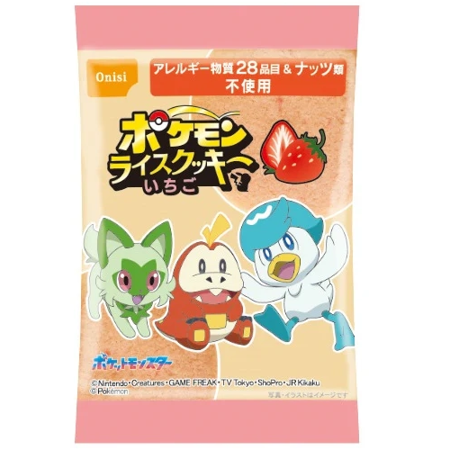 Pokemon Rice Cookie Strawberry, bezglutenowe ciasteczko ryżowe o smaku truskawkowym 8g - Pokemon x Onisi