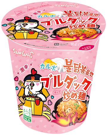 Ramyun Buldak o smaku ostrego kurczaka a la Carbonara w kubku, ostry 80g - Samyang Japan