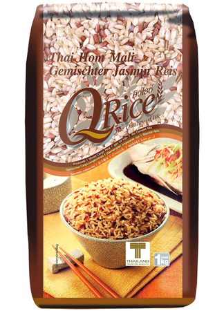 Ryż jaśminowy brązowy z dodatkiem czerwonego ryżu 1kg - QRice