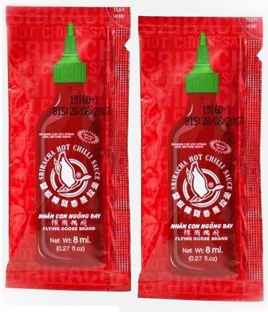 Sos chili Sriracha, bardzo ostry (chili 61%) w saszetkach 2 x 8ml - Flying Goose