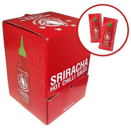 Sos chili Sriracha, bardzo ostry (chili 61%) w saszetkach 2 x 8ml - Flying Goose