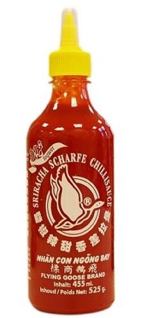 Sos chili Sriracha z imbirem, ostry (55% chili) 455ml - Flying Goose