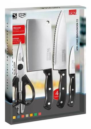 Zestaw 3 noży z nożyczkami kuchennymi Cotulla - tasak, nóż szefa kuchni, nożyk utility - CS Kochsysteme