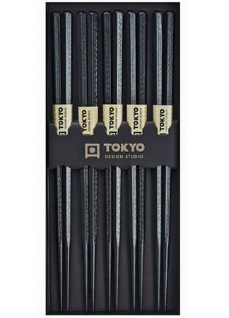 Zestaw czarnych pałeczek z tworzywa Pentagon 22,5cm - 5 par - Tokyo Design Studio
