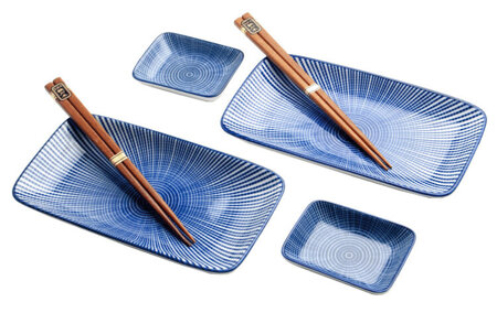 Zestaw do sushi Tokusa niebieskie wzory, 6 elementów - Emro Aziatica