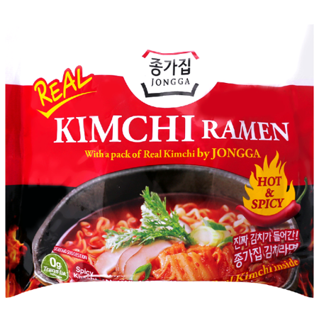 Zupa Kimchi ramen Hot & Spicy z prawdziwym kimchi 122g - Jongga