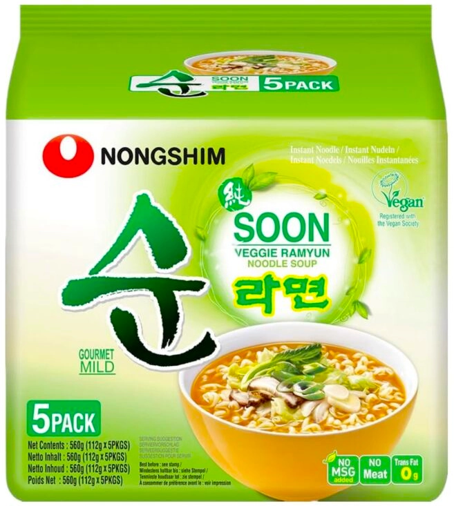 Zupa Soon Veggie Ramyun, lekko pikantna 5 x 112g - Nongshim