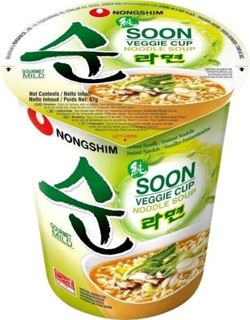 Zupa Soon Veggie Ramyun w kubku, lekko pikantna 67g - Nongshim